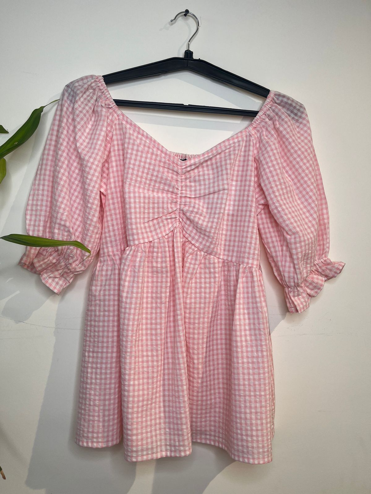 pink check cotton top