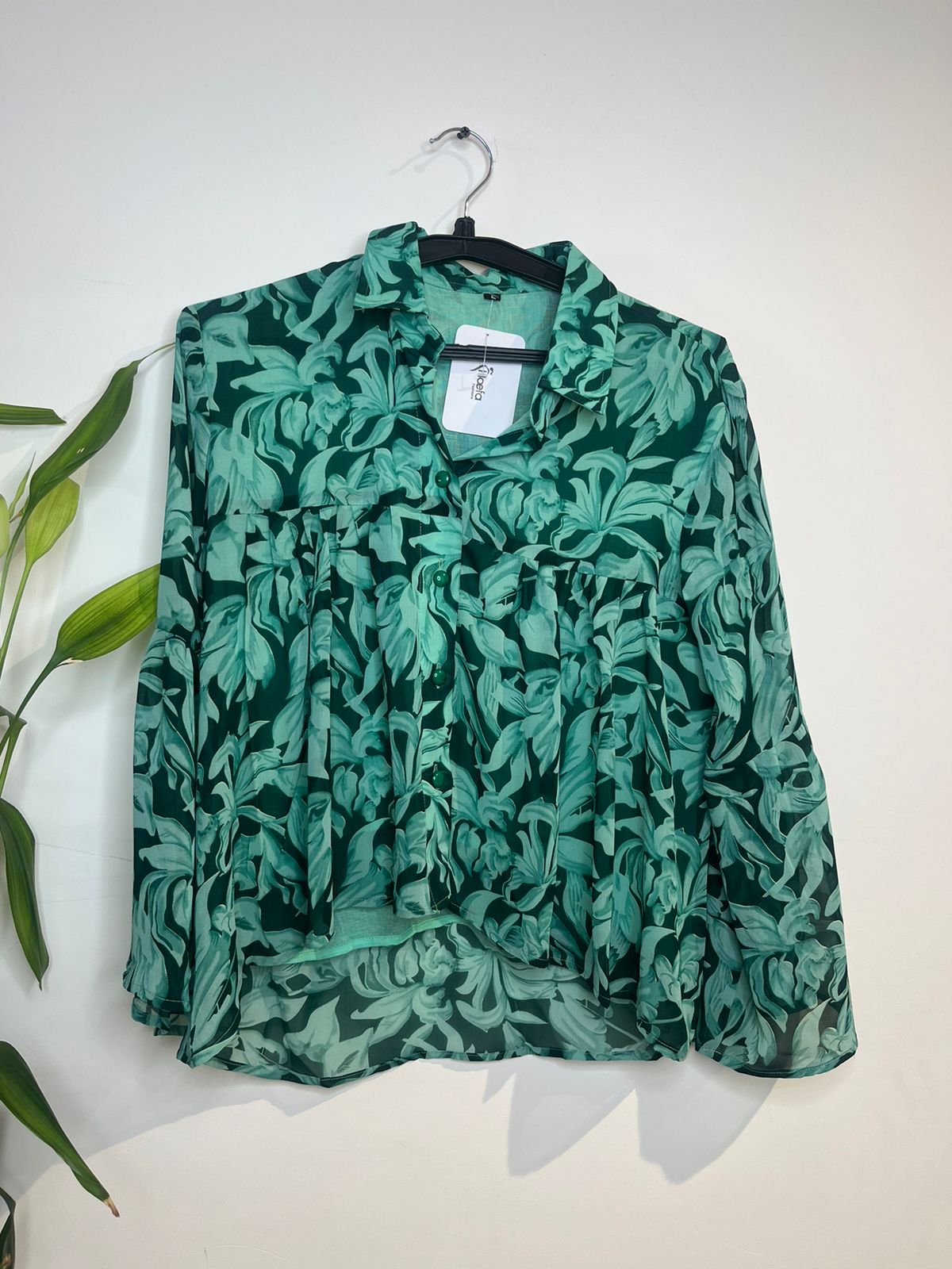 Green floral georgette top