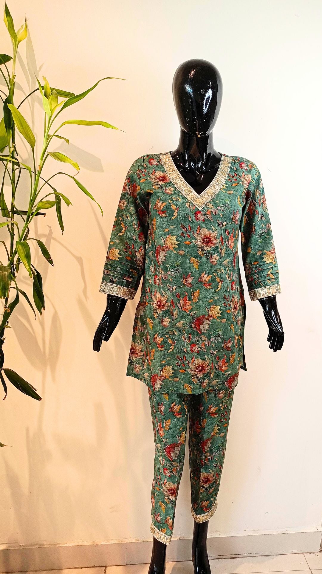 Cotton  printed suit with fancy Lace work