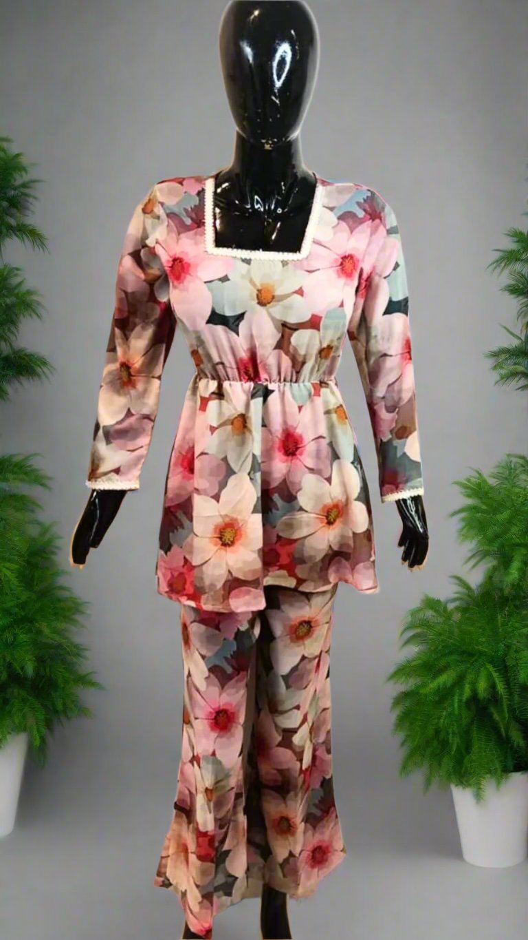 Trendy floral georgette coord set